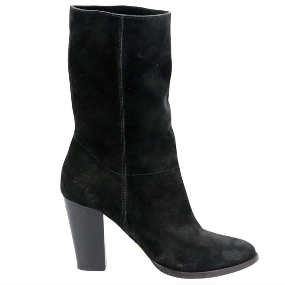 Jimmy Choo Music Tourmaline Boots Ankle Booties Womens 37 7 Black Suede Heels
